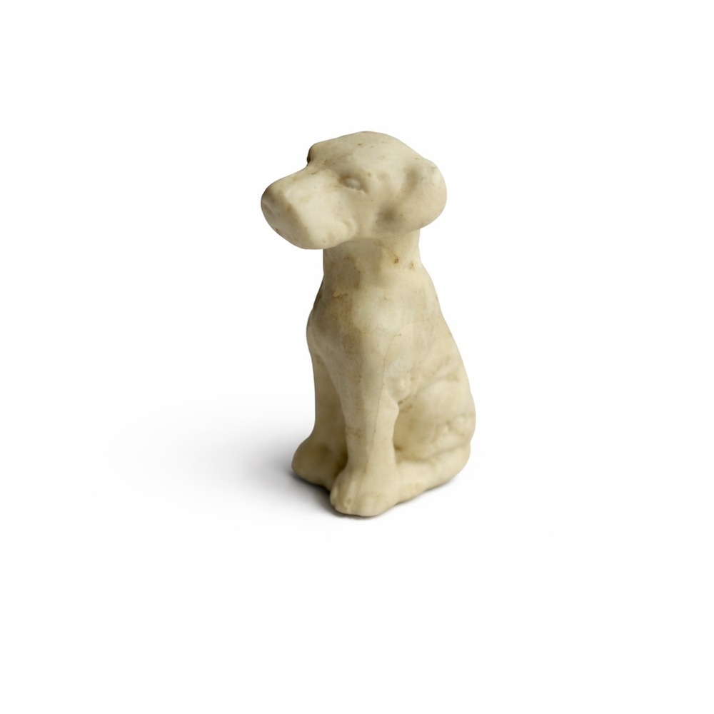 Vintage Glass Ceramic Cream Dog Figurine Collectible